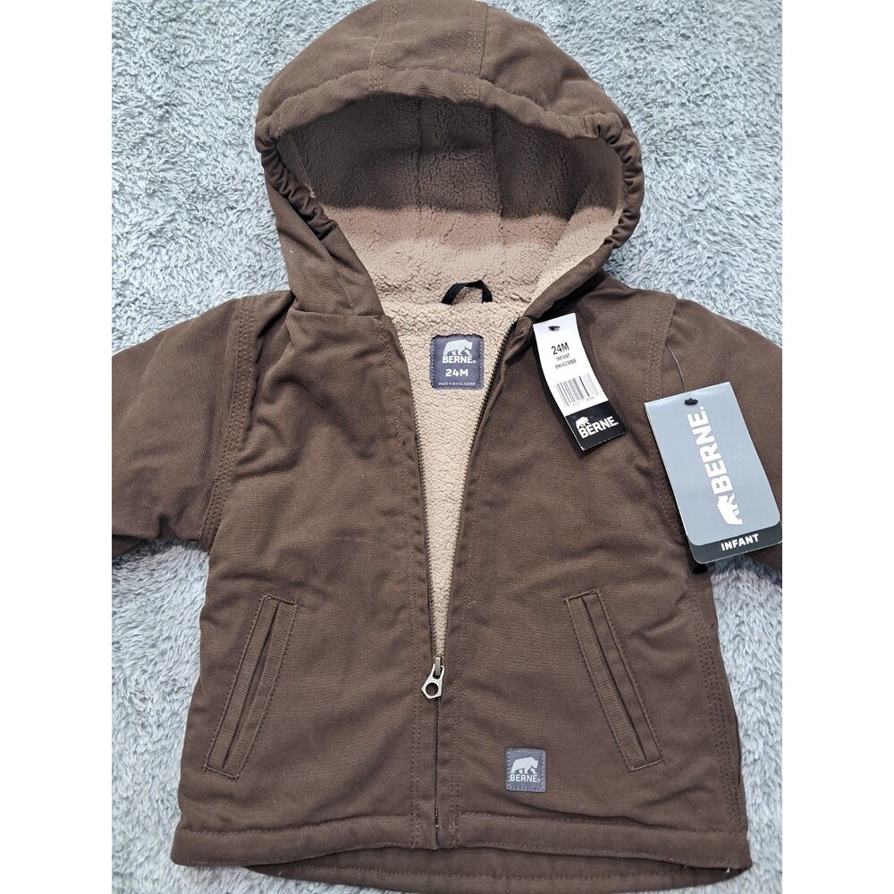 BERNE Coat Boys Sz 24 Months Infant Toddler Duck Canvas Quilted Zip Work Chore - Picture 2 of 8